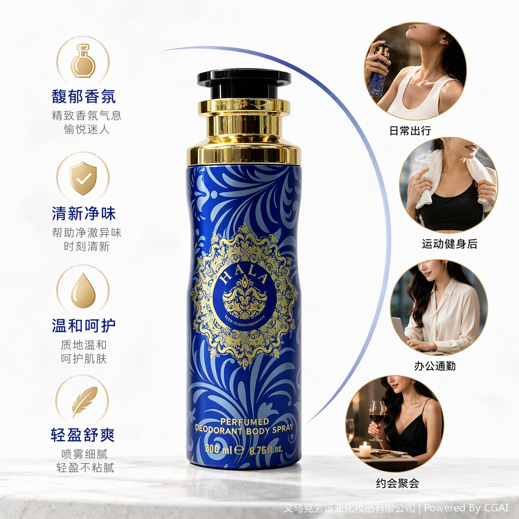 Natural and refreshing antiperspirant body spray, long-lasting fragrance, body deodorization, suitable for both men and women Specification image
