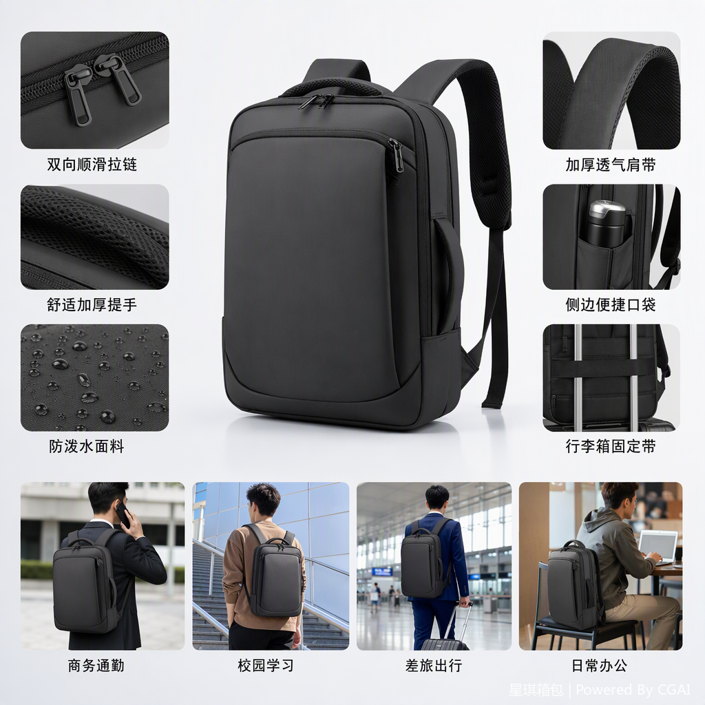Lightweight and durable backpack, student sports and leisure travel bag, leather goods, large-capacity multi-functional model details Picture