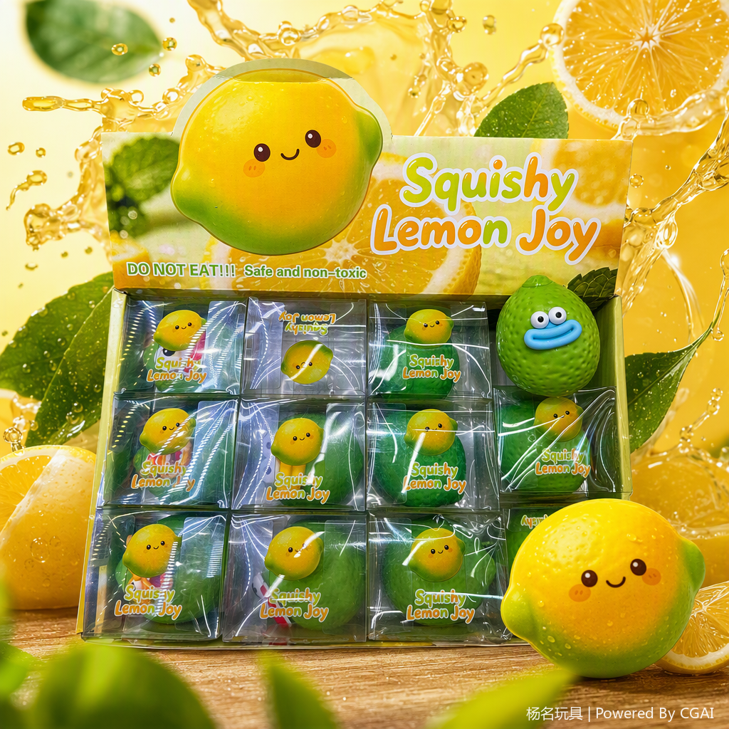 可爱卡通柠檬造型解压玩具+Squishy Lemon Joy商品展示架细节图