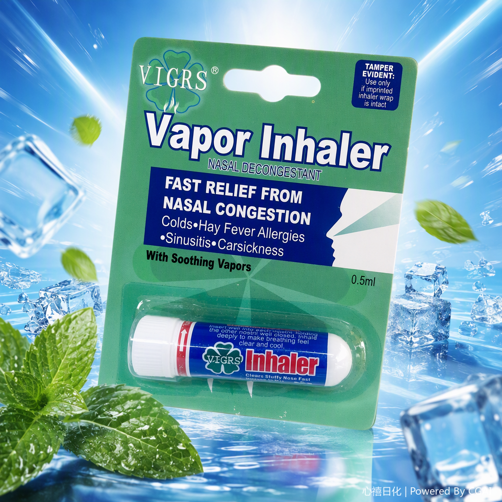 Зеленая упаковка для носа VIGRS Vapor Inhaler с ингаляторами для облегчения свежего дыхания в носовых отверстии Specification image