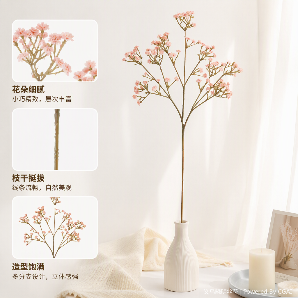 家居装饰仿真花绢花摆件客厅桌面装饰品手工艺品创意礼品产品图