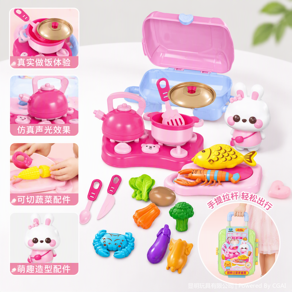 Fun Kitchen Trolley Box Toy Set: Two-color Mixed Children's Educational and Fun Storage Game Gift Box
