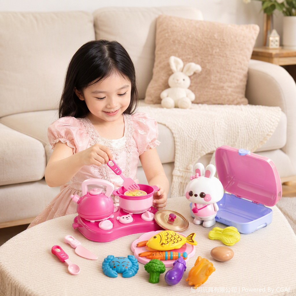 Fun Kitchen Trolley Box Toy Set: Two-color Mixed Children's Educational and Fun Storage Game Gift Box details Picture