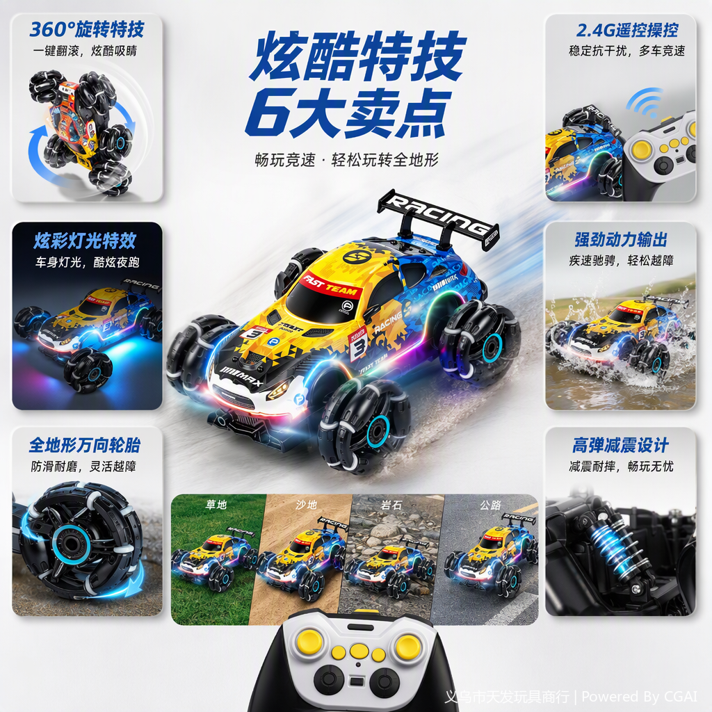 Rc racing electric toys para niños velocidad extrema deriva carga ajustable distancia de control remoto luces deslumbrantes para niños y niñas Application Scenario