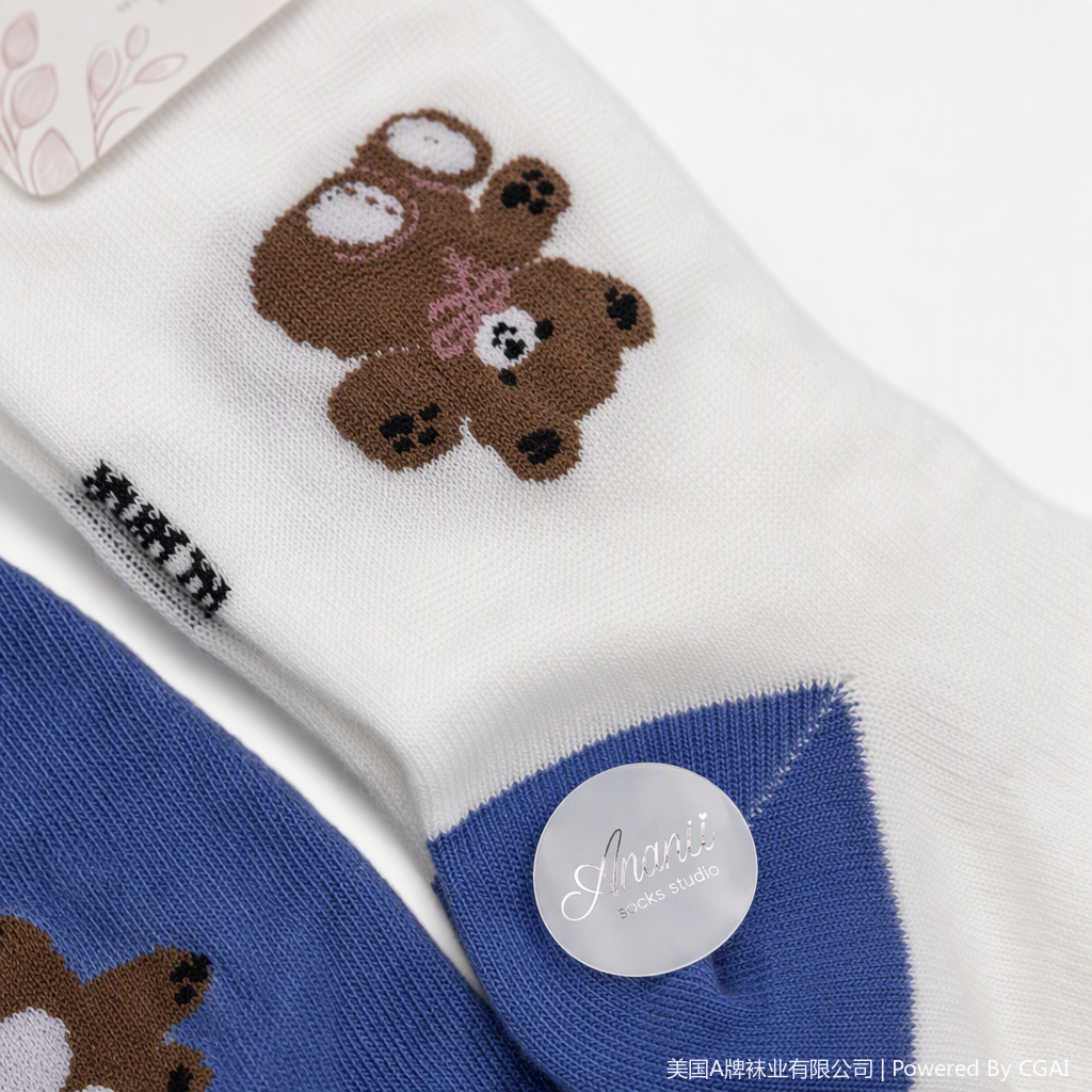 Five pairs of cute children's socks with cartoon bear patterns, breathable and comfortable. Baby socks gift box set Application Scenario