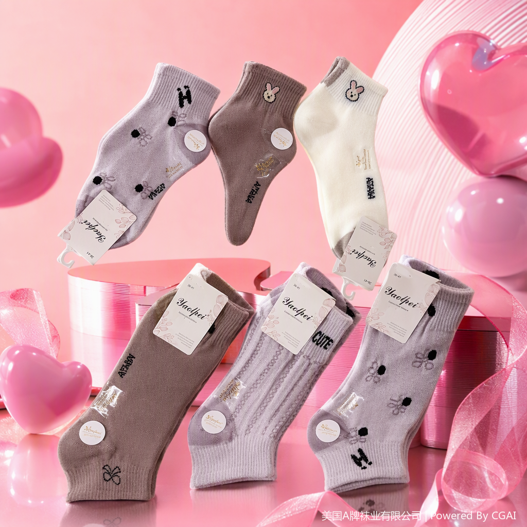 Patrón de dibujos animados calcetines para mujeres cinco pares cómodo transpirable versátil casual tendencia calcetines conjunto Specification image