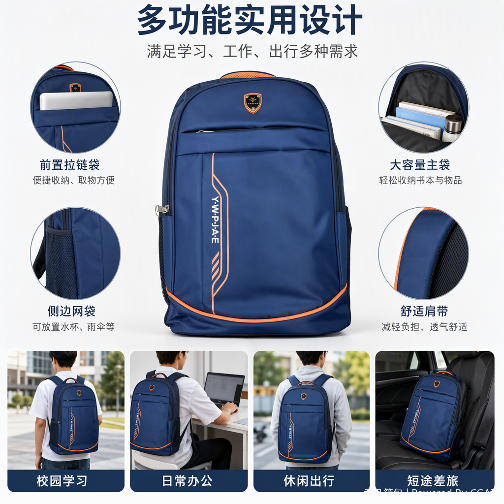 多功能时尚双肩背包男士女士休闲旅行包皮具包包潮流百搭大容量细节图