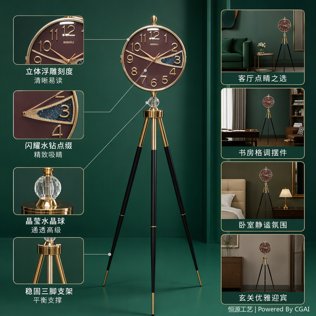 Simple and modern floor-standing clock for home decoration, fashionable standing clock, living room wall clock, silent design Specification image