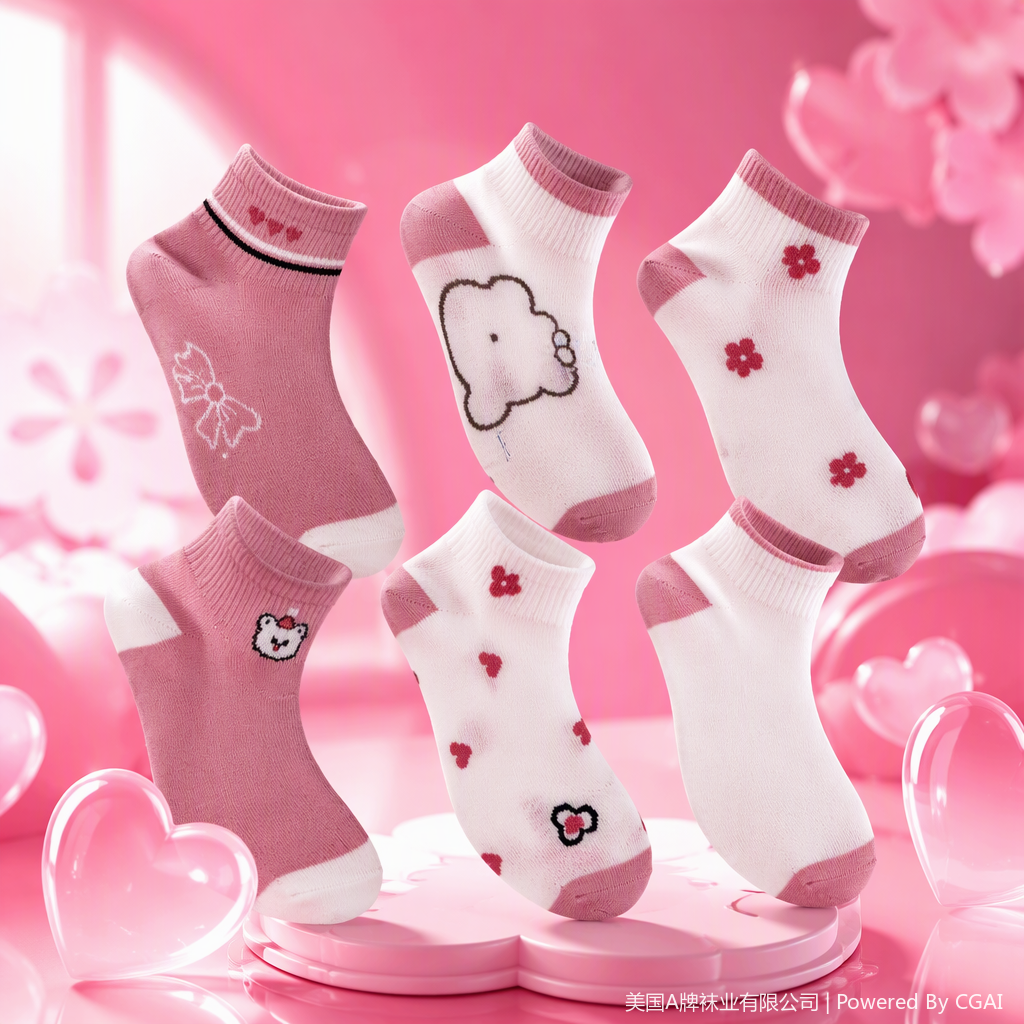 Lindo dibujo animado rosa blanco patchwork calcetines respirables cómodos para niños estudiantes deportes calcetines casuales para hombres y mujeres Specification image