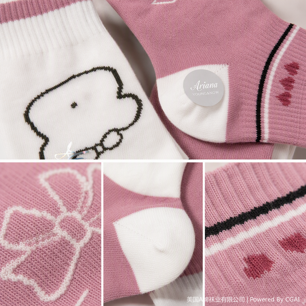 Lindo dibujo animado rosa blanco patchwork calcetines respirables cómodos para niños estudiantes deportes calcetines casuales para hombres y mujeres Application Scenario