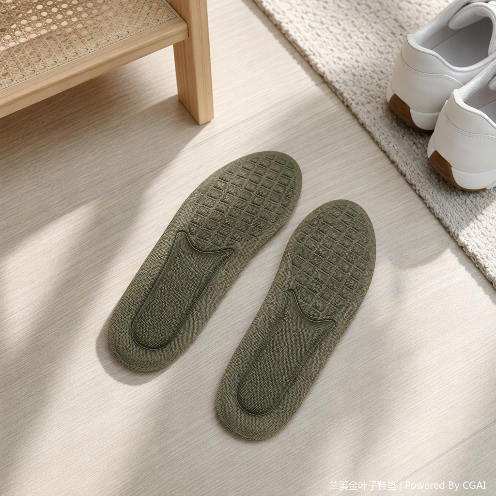 Comfortable, breathable, olive green insoles, anti-odor, shock-absorbing, sports and casual insoles, healthy foot pads details Picture