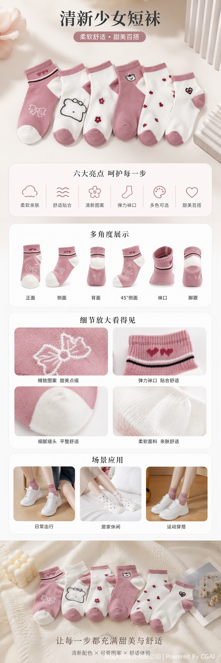 Lindo dibujo animado rosa blanco patchwork calcetines respirables cómodos para niños estudiantes deportes calcetines casuales para hombres y mujeres pic 1