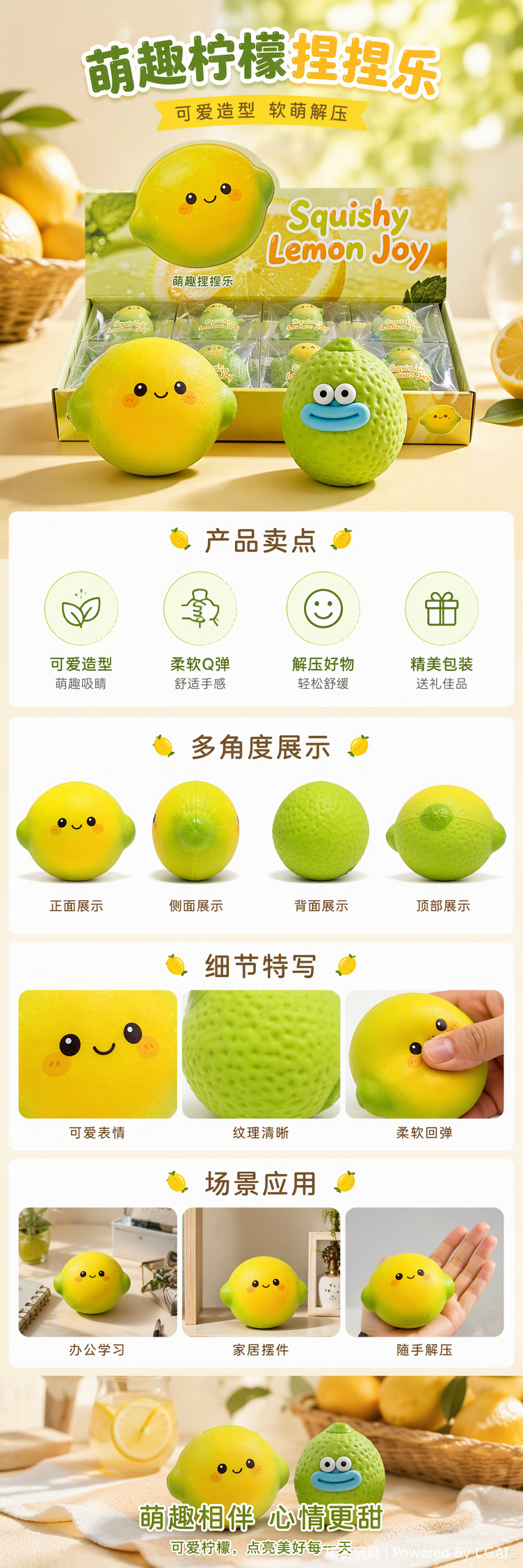 柠檬造型卡通解压玩具Squishy Lemon Joy展示架软萌减压神器儿童成人适用详情1