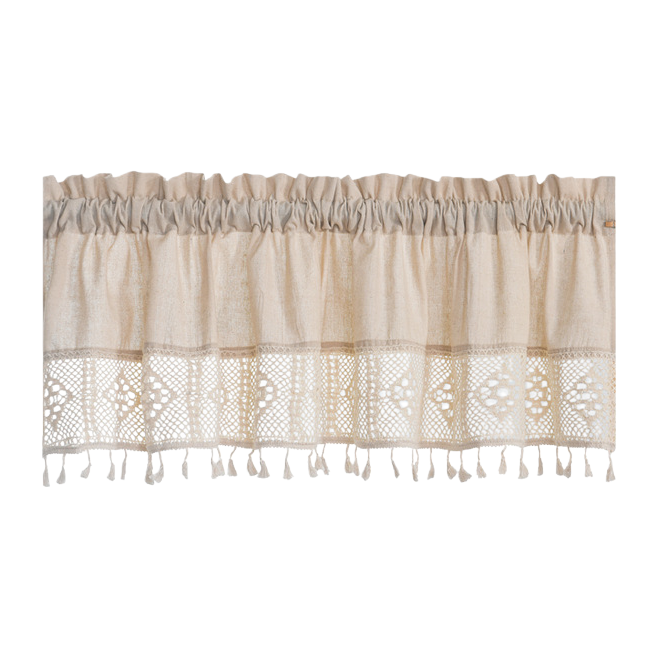 Beige lace tassel curtains, soundproof gauze curtains, curtain supplies, curtain buckles, decorative bedroom and living room blackout curtain accessories, short curtains, kitchen curtains Item Picture