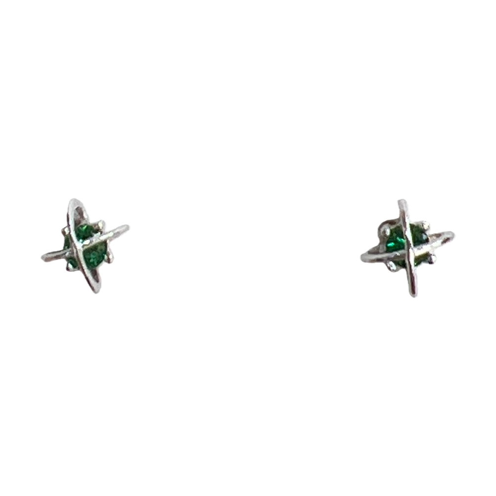 Moda simple verde gemas plata pendientes de orejeras femalidad colgantes de orejeras accesorios de orejeras regalos selección Item Picture