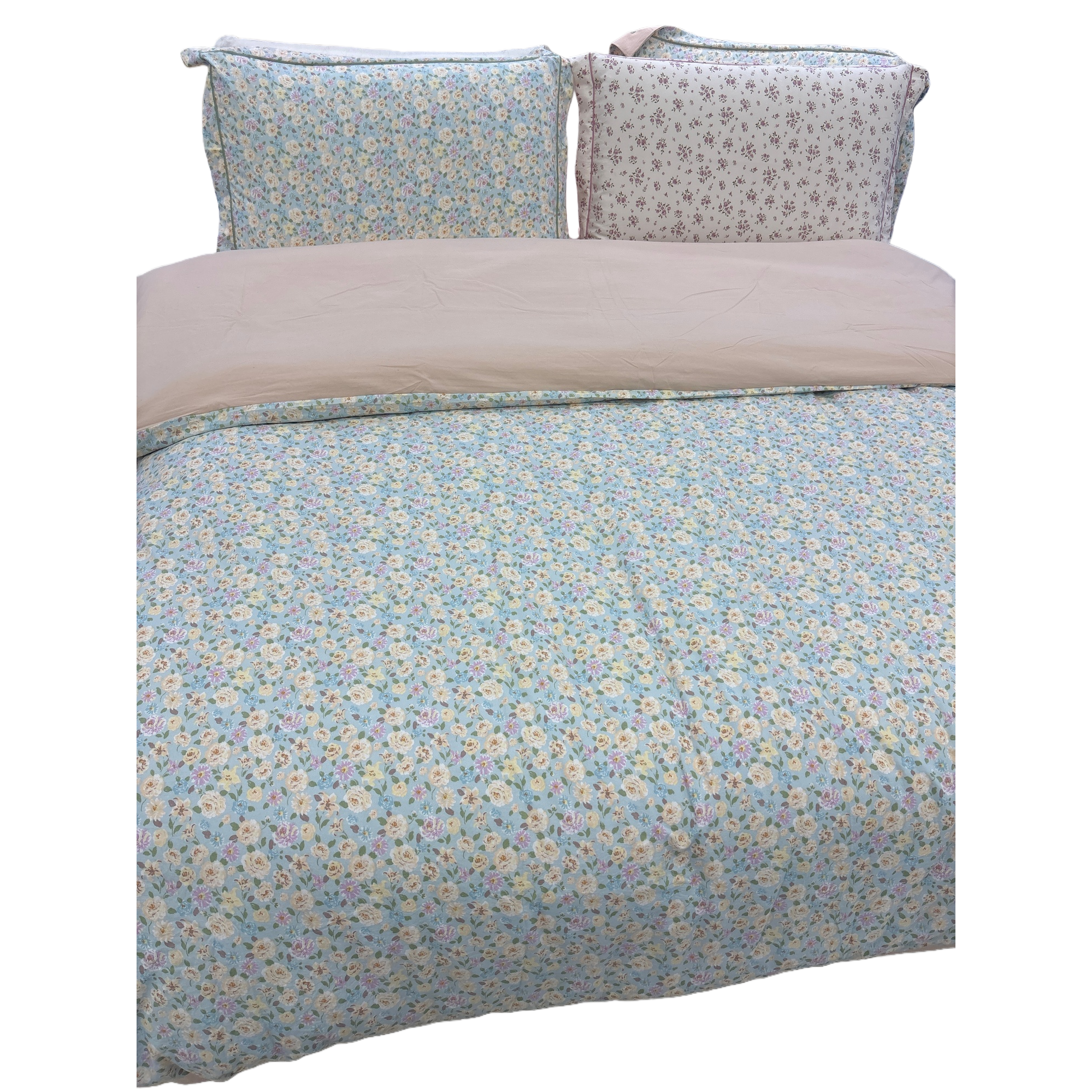 Light blue background floral pattern bedding set, soft and comfortable pure cotton bed sheet, duvet cover, bedspread set, bedroom home textile products Item Picture