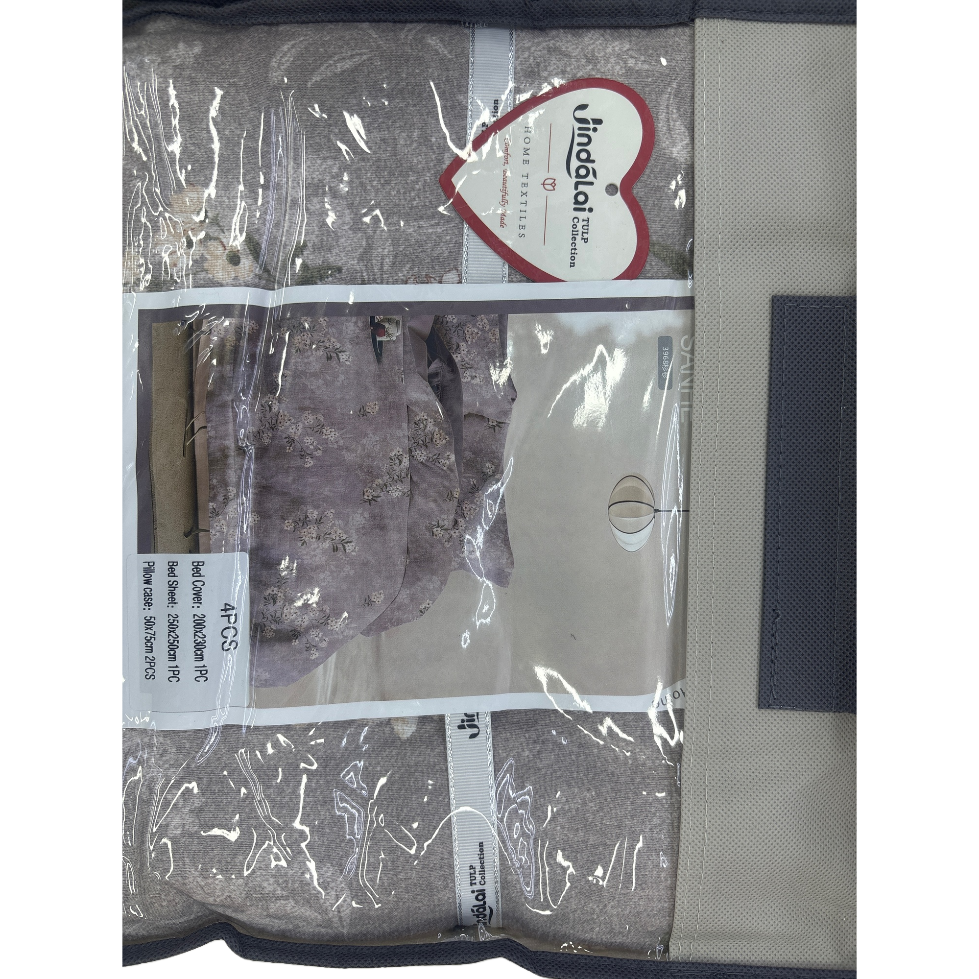 Elegant grey floral pattern four-piece bedding set, simple and fashionable bedding, home bedspread, bed sheet and duvet cover combination Item Picture