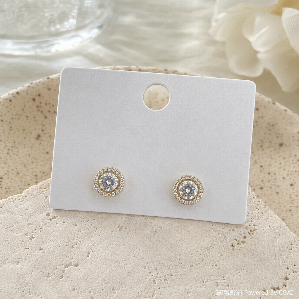 S925 plata esterlina con diamantes pendientes simple temperamento de moda versátil orejeras estilo mujer caja de regalo embalaje regalo details Picture