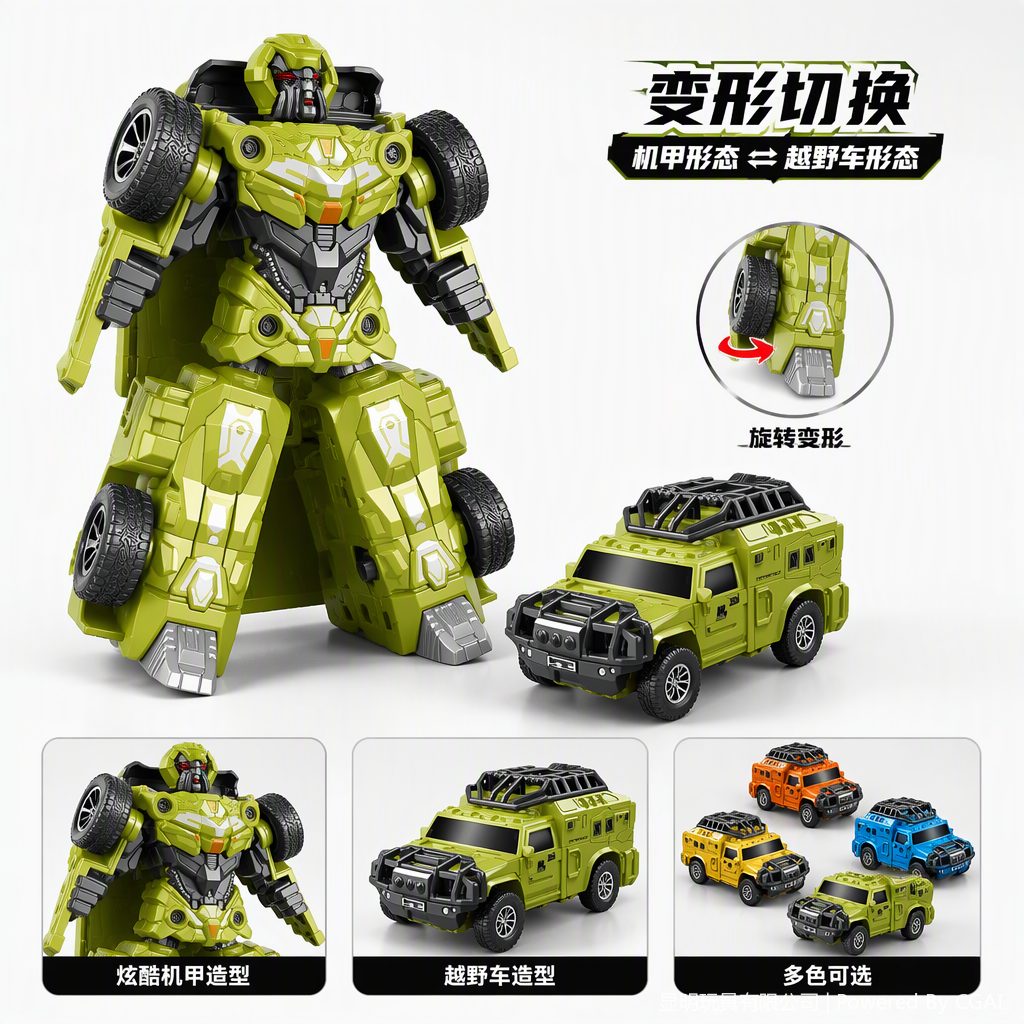 Green Transformable robot off-road vehicle toy set, children's educational assembly fun combination gift new styles with various options