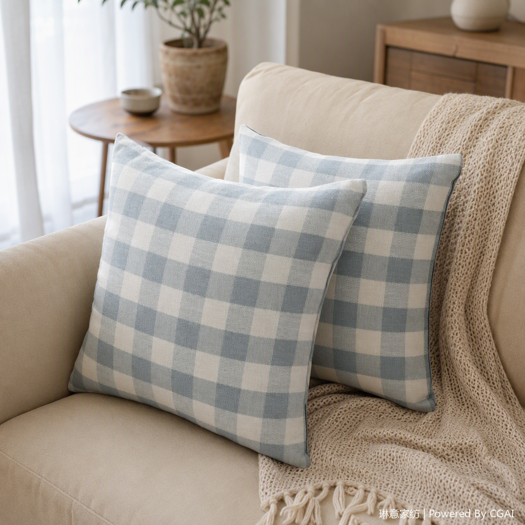 Gris claro blanco plaid largo cojín cojín de sofá multiuso suave y cómodo artículos de decoración para el hogar details Picture