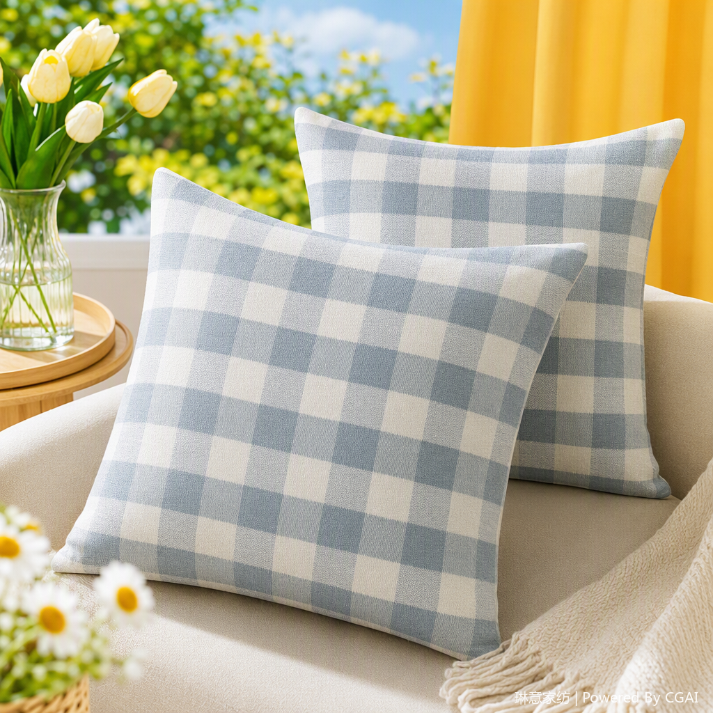 Gris claro blanco plaid largo cojín cojín de sofá multiuso suave y cómodo artículos de decoración para el hogar Specification image