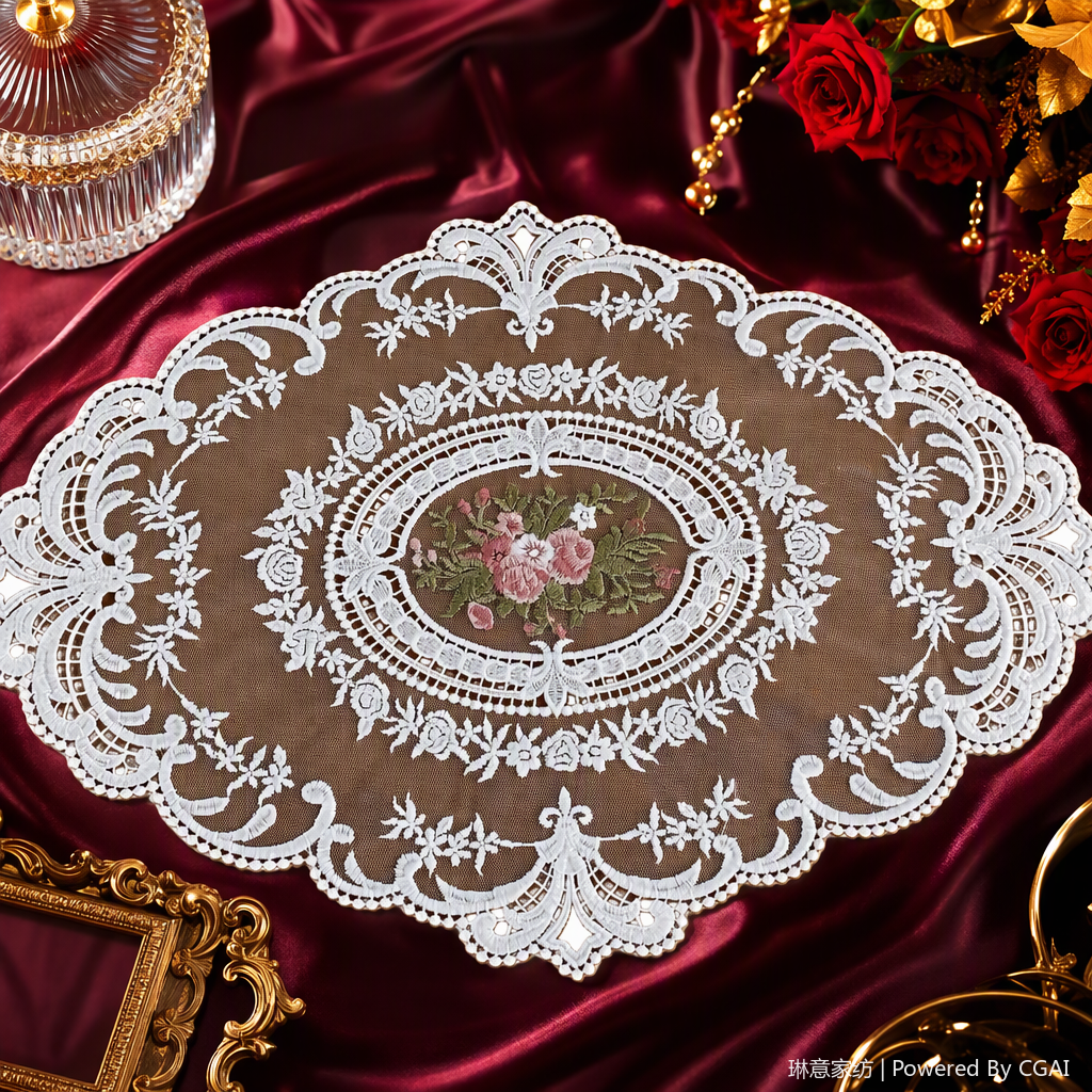 White lace embroidered lace silicone placemats, coffee shop table MATS, paper colored paper, decorative items 104232150 Specification image