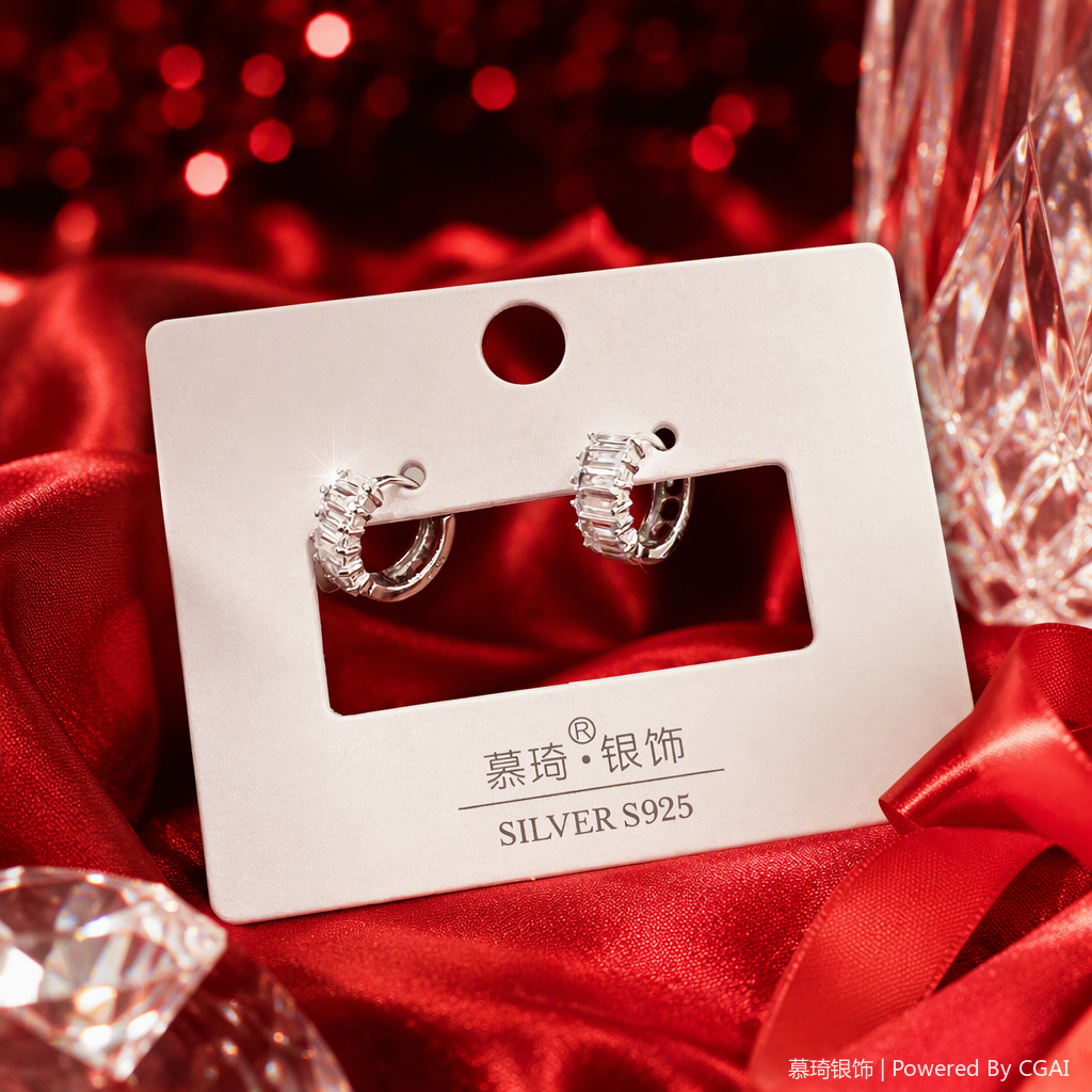 Pendientes de plata brillante con diamantes simple moda versátil orejeras feminilidad estilo elegante varios Specification image