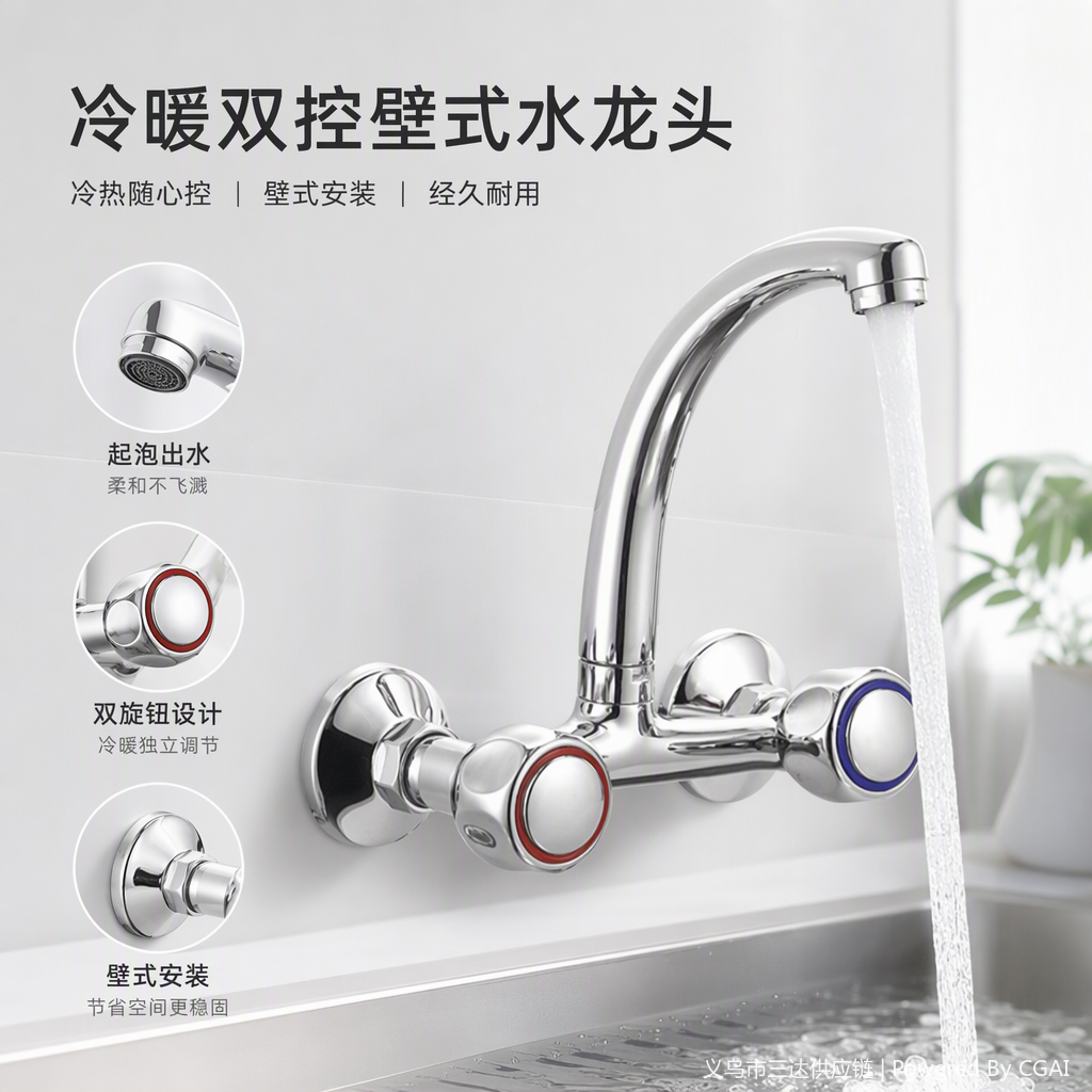 High-quality kitchen and bathroom faucets, stainless steel hot and cold water faucets, simple and modern home decoration hardware accessories Specification image
