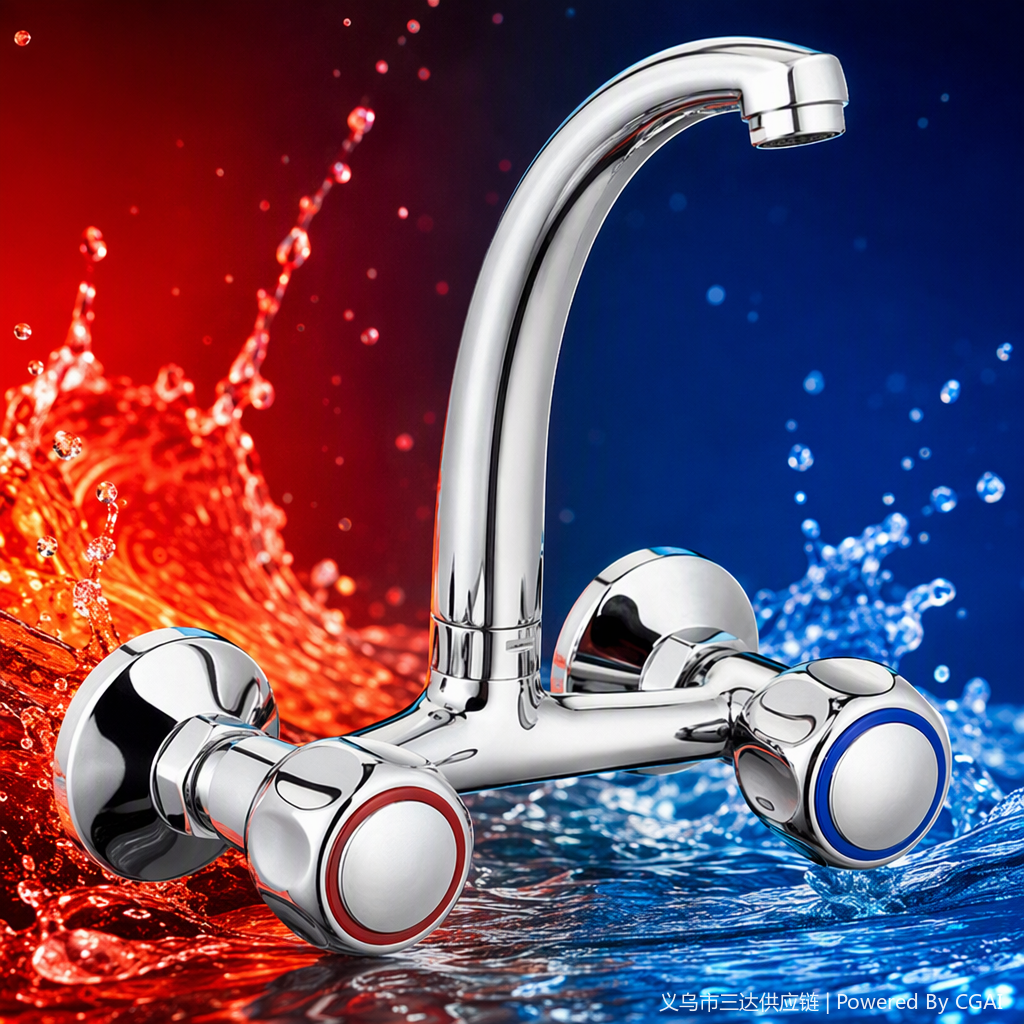 High-quality kitchen and bathroom faucets, stainless steel hot and cold water faucets, simple and modern home decoration hardware accessories