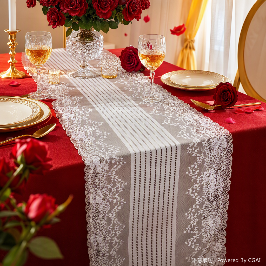 White lace table flag, custom home soft furnishings, ceramic tools, crystal chandelier decorations, simple and elegant living room and bedroom ornaments Specification image