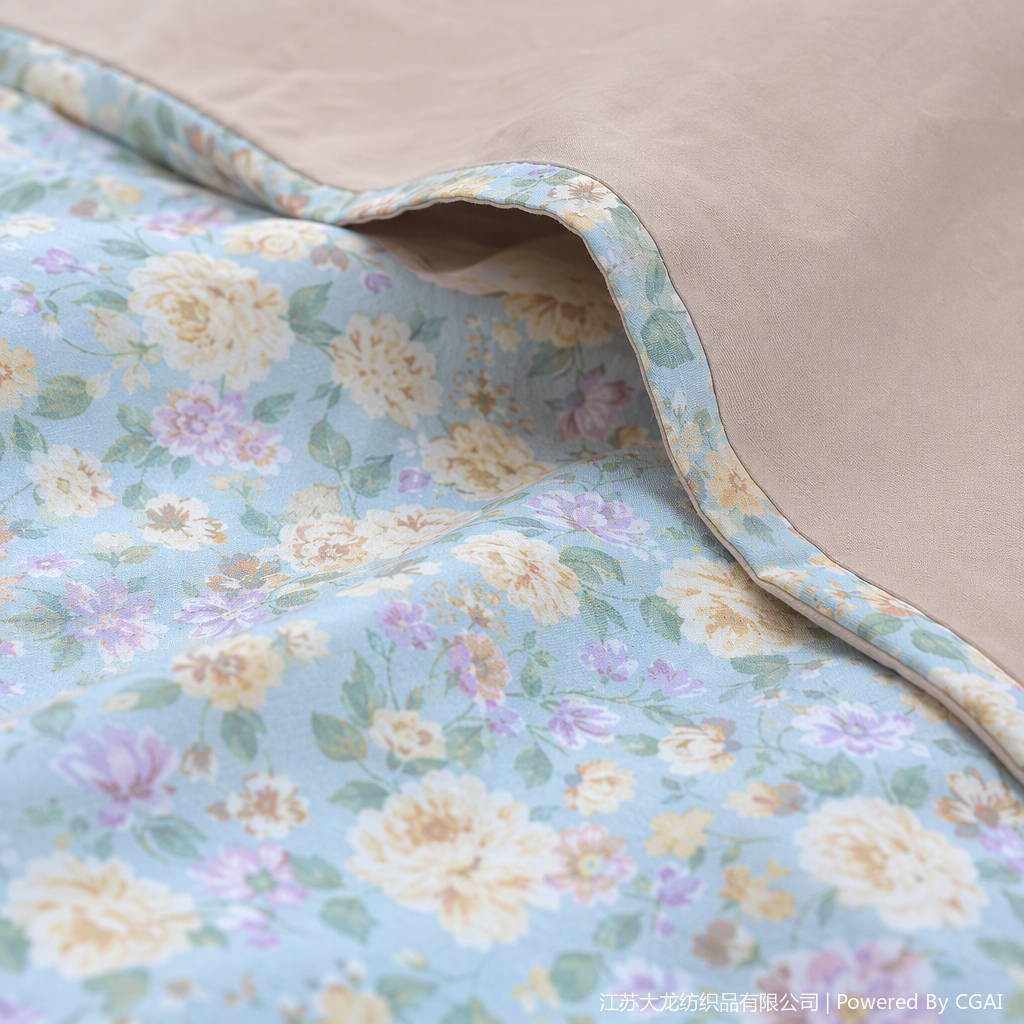 Light blue background floral pattern bedding set, soft and comfortable pure cotton bed sheet, duvet cover, bedspread set, bedroom home textile products Application Scenario