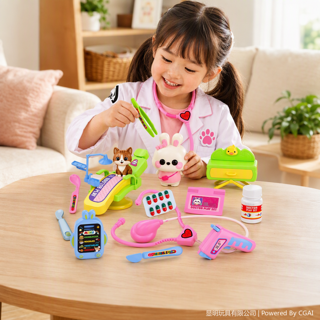 Juegos de rol para niños set rosa verde mezcla cuidado médico juego de simulación rompecabezas iluminación infantil suministros de educación temprana details Picture