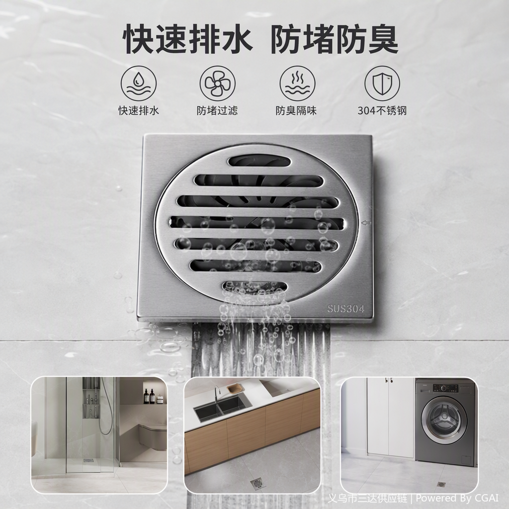 Anti-odor and anti-insect floor drains, kitchen and bathroom anti-odor floor drains, floor drainage hardware accessories, corrosion-resistant and durable details Picture