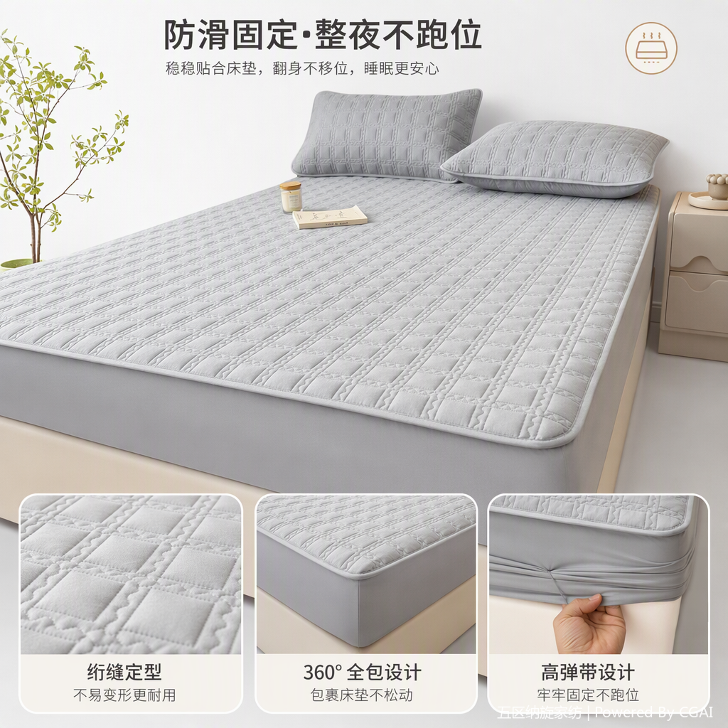 The grey quilted pure cotton single bed cover, student bedspread, bed cover and mattress cover are simple, comfortable and durable