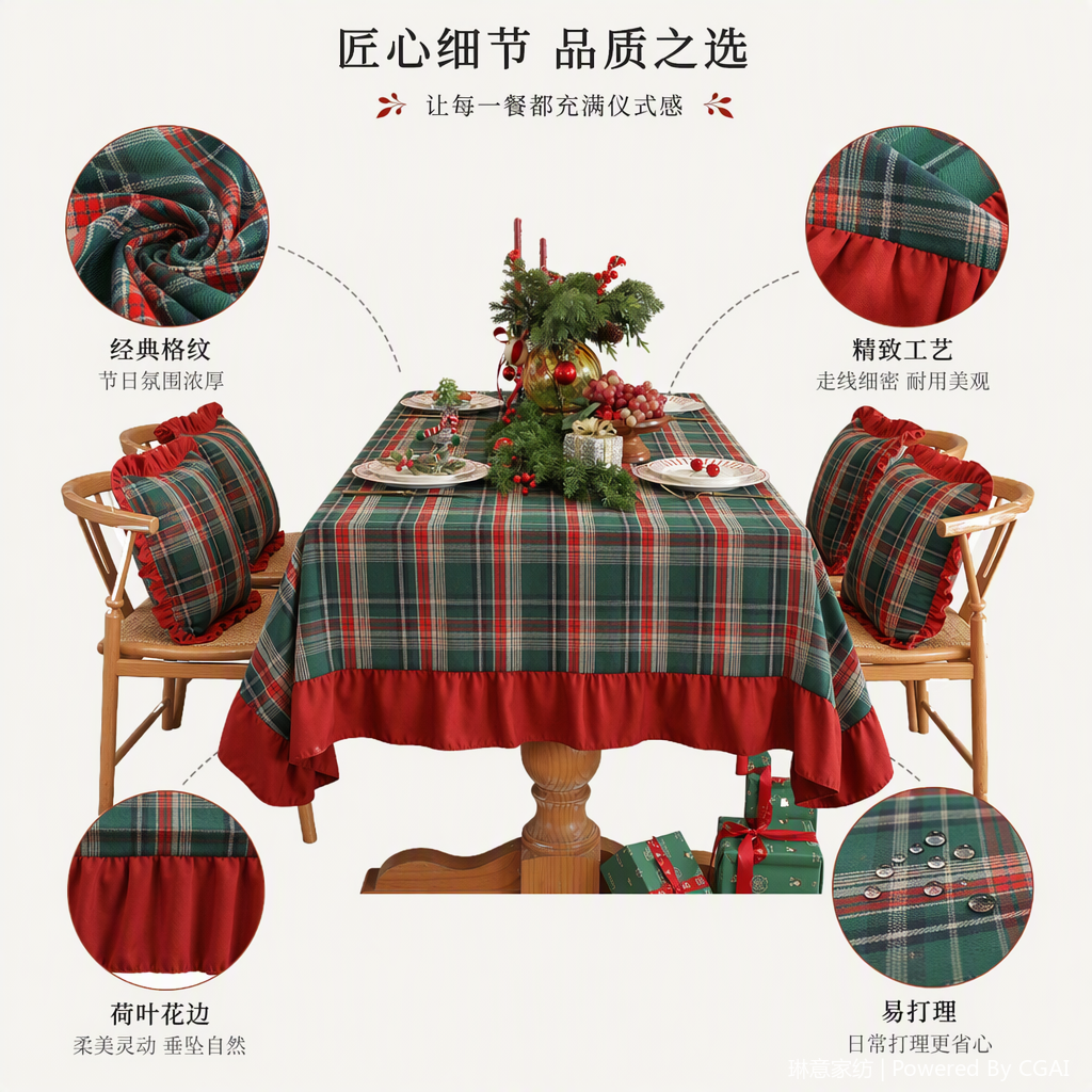 Rojo y verde cuadros tema de navidad tela de mesa tela de mesa de estilo Medio Oriente mantel decoración artículos de restaurante