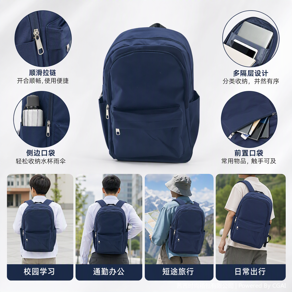 Multifuncional moda mochila de hombro hombre casual bolsa de viaje de cuero bolsa de estudiante tendencia versátil details Picture