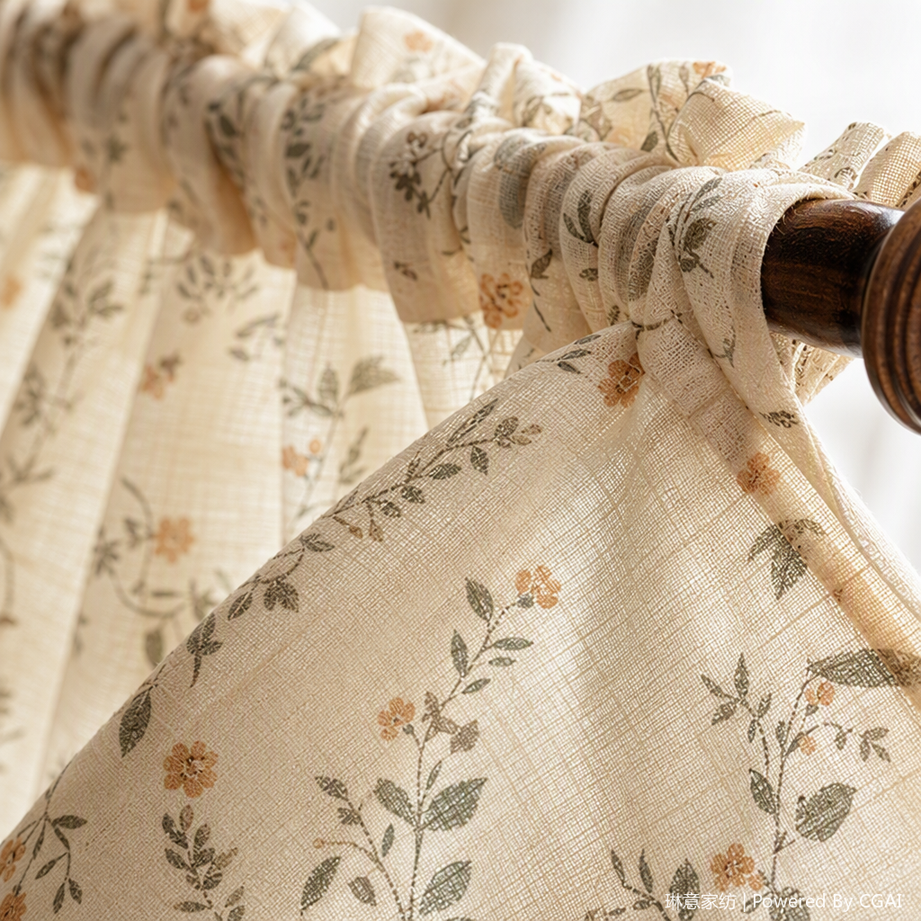 Delicately woven floral patterned cotton and linen curtains, soundproof gauze curtains, curtain buckles, home furnishings, decorative fabric window decorations Application Scenario