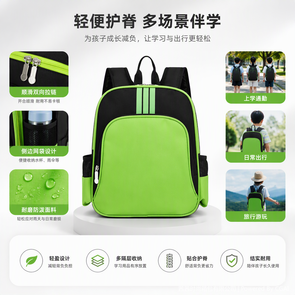 Multi-functional casual backpack, male and female student travel backpack, large-capacity, trendy and lightweight leather bag