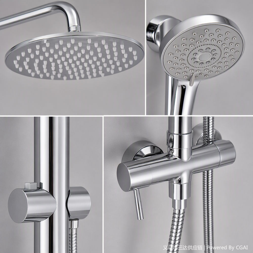 Multi-functional shower head set, all-copper nozzle, cold and hot water pipe accessories, bathroom and shower decoration products Application Scenario
