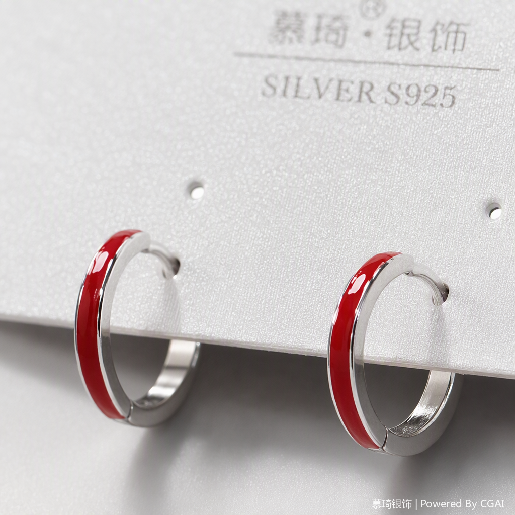 Moda rojo esmaltado plata pendientes simple temperamento versátil orejeras mujeres tendencia pendientes regalos regalos Application Scenario