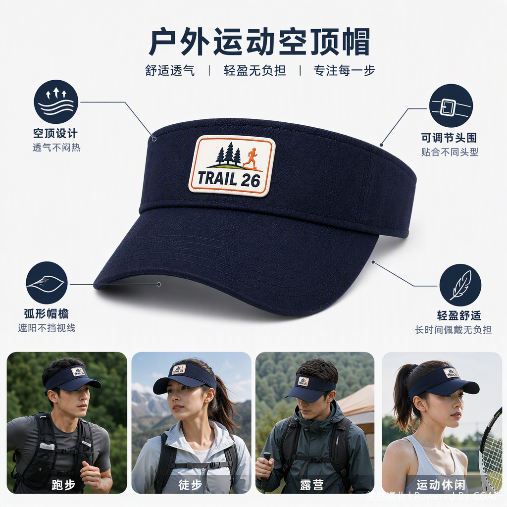 防紫外线户外遮阳帽夏季防晒防晒帽子防风防尘深蓝色休闲运动帽