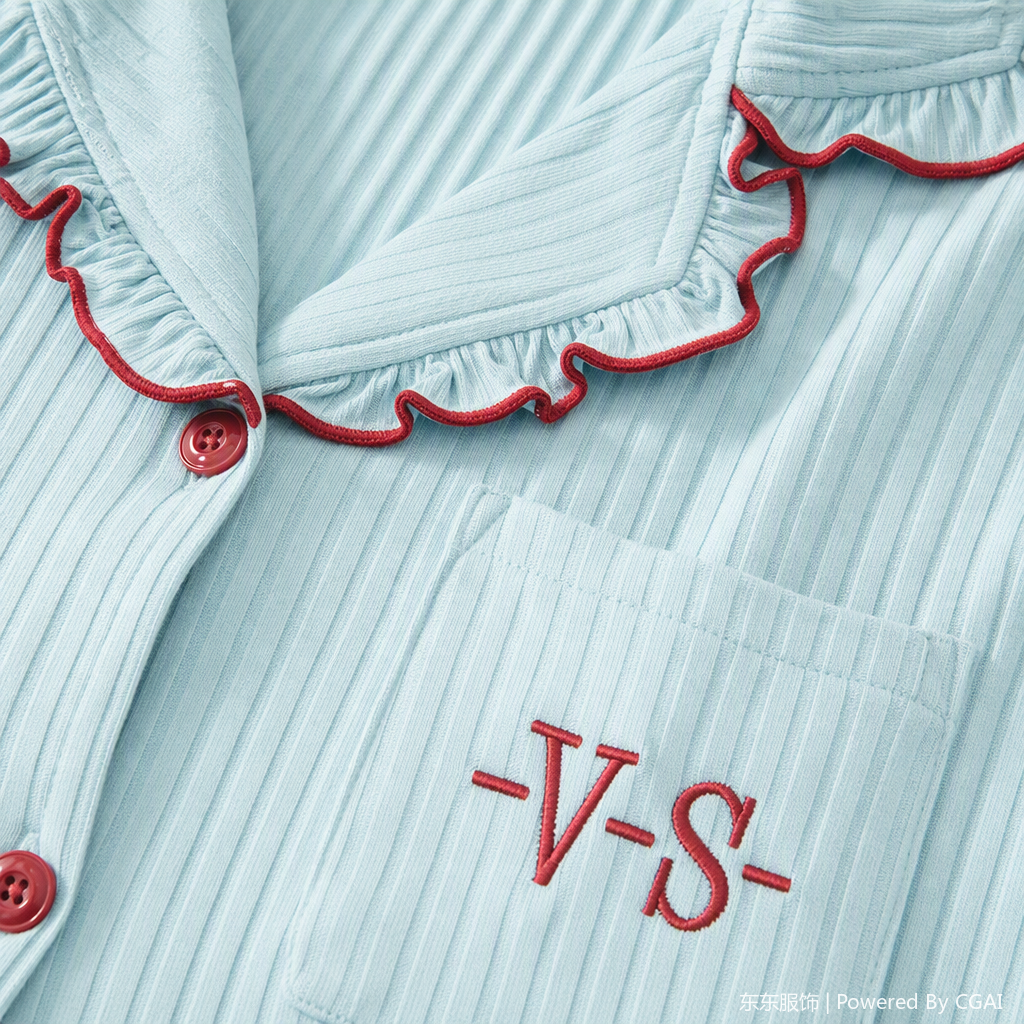 Comfortable and casual light blue striped pajama set, soft and breathable, men's and women's home wear and sleep wear summer new arrivals Application Scenario
