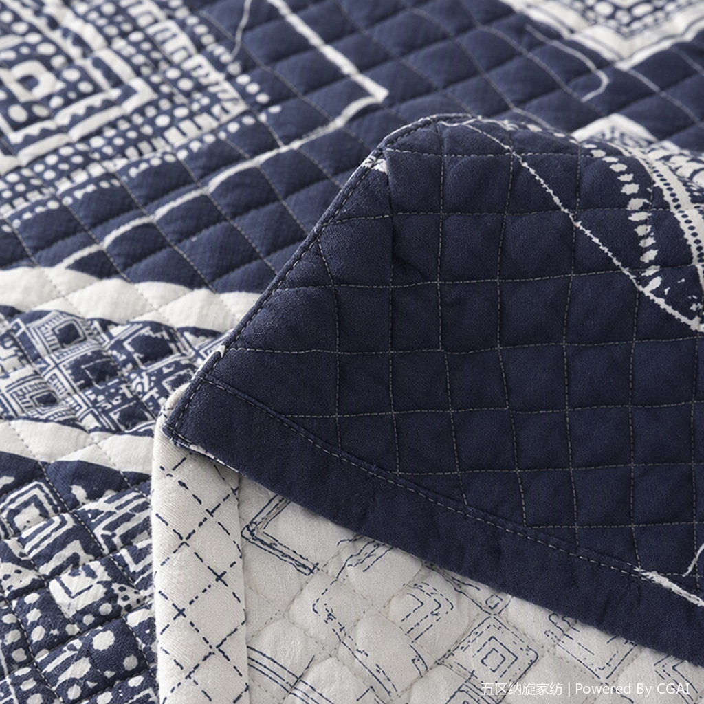 Dark blue geometric pattern wedding bedding set of four pieces, milk silk fabric quilt cover, bedding, plush decoration Application Scenario