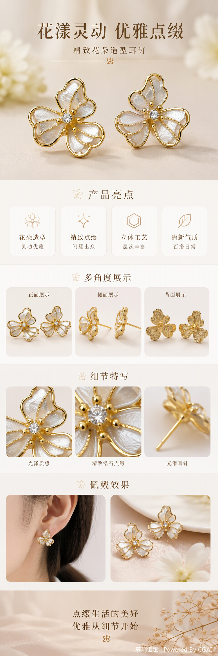 S925 joyería de plata de cuatro hojas pendientes moda simple y versátil elegante chica earpieces pareja regalo joyería pic 1