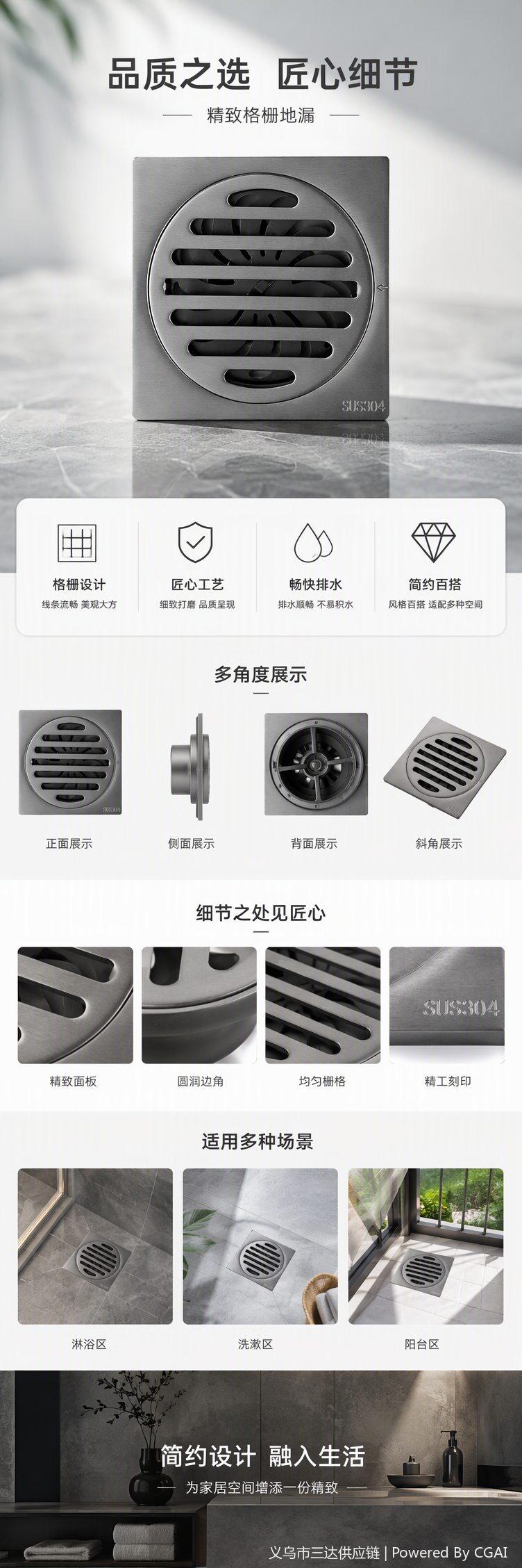 防臭防虫地漏厨房卫生间防臭地漏地面排水五金配件耐腐蚀耐用详情1
