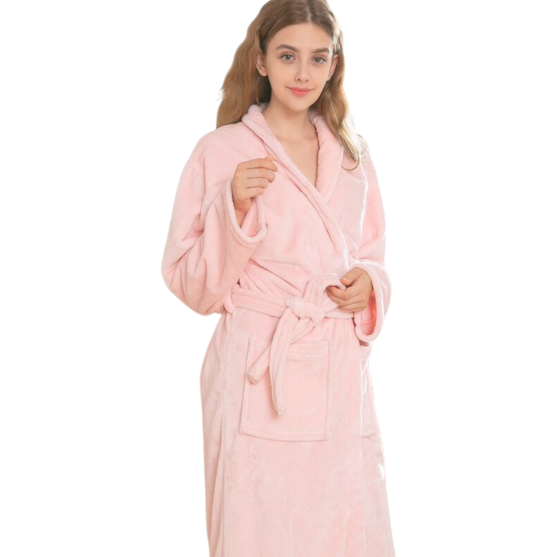 Pink ladies' bathrobes, thick and warm, children's cotton pajamas, winter home wear, soft and comfortable, with a variety of styles Item Picture