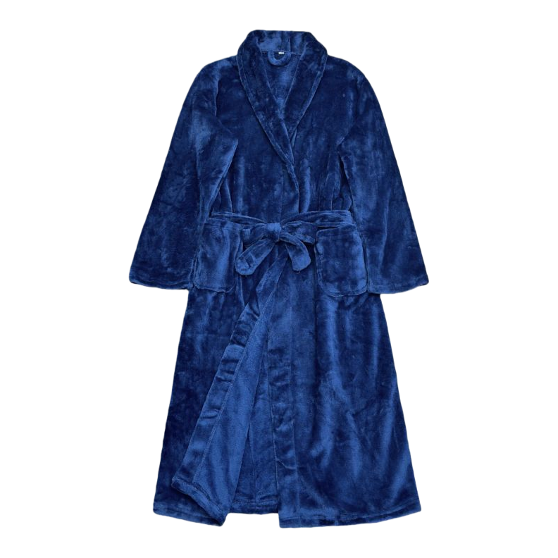 The deep blue suede bathrobe and moxibustion suit is warm and comfortable. It is suitable for both men and women and is soft and breathable Item Picture