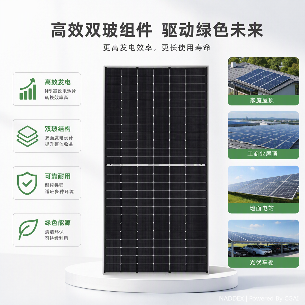 High-efficiency solar panel assemblies, photovoltaic panels for electrical and new energy power generation systems, are environmentally friendly and energy-saving Specification image
