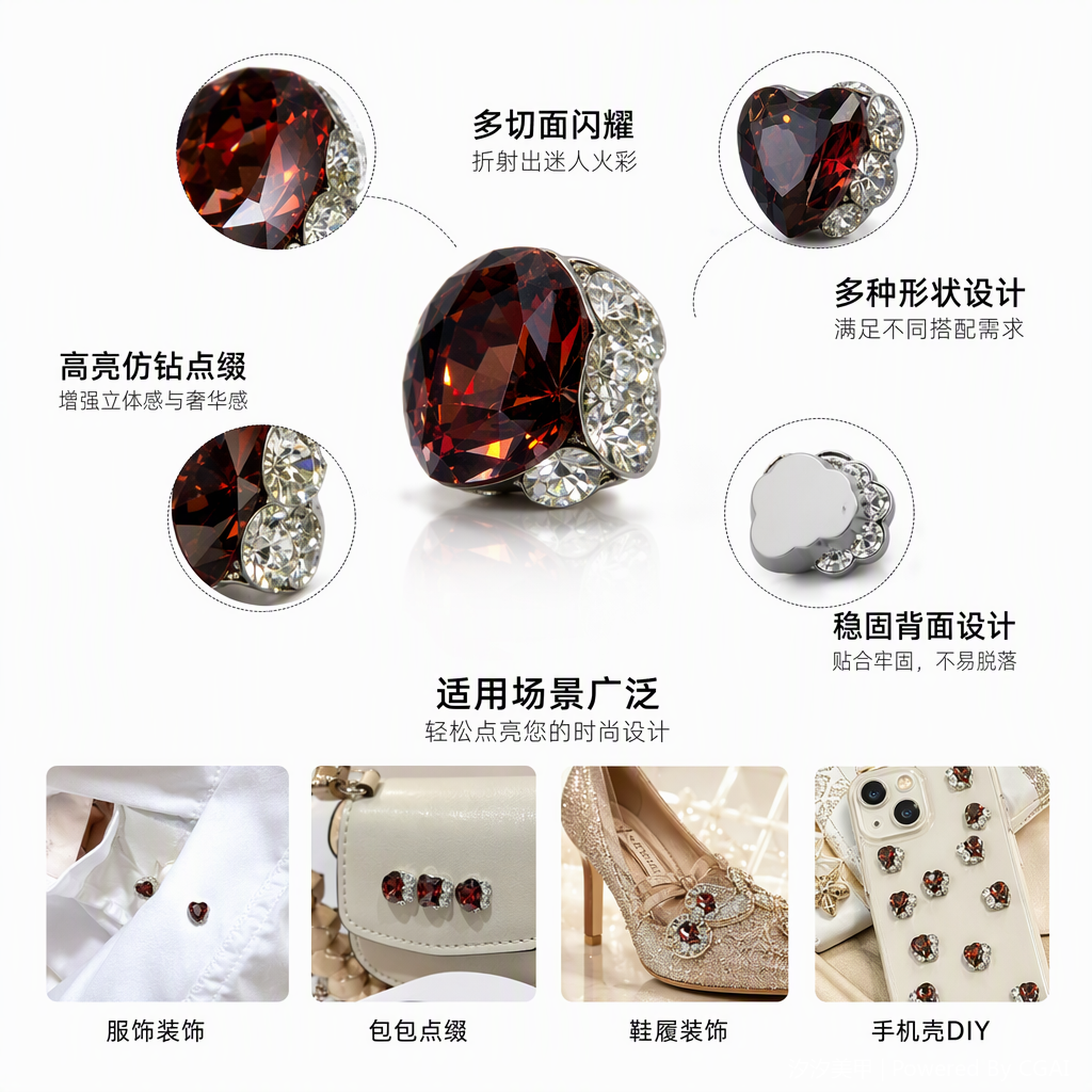 闪耀红色宝石美甲饰品指甲装饰亮片水晶美甲配件美甲用品套装