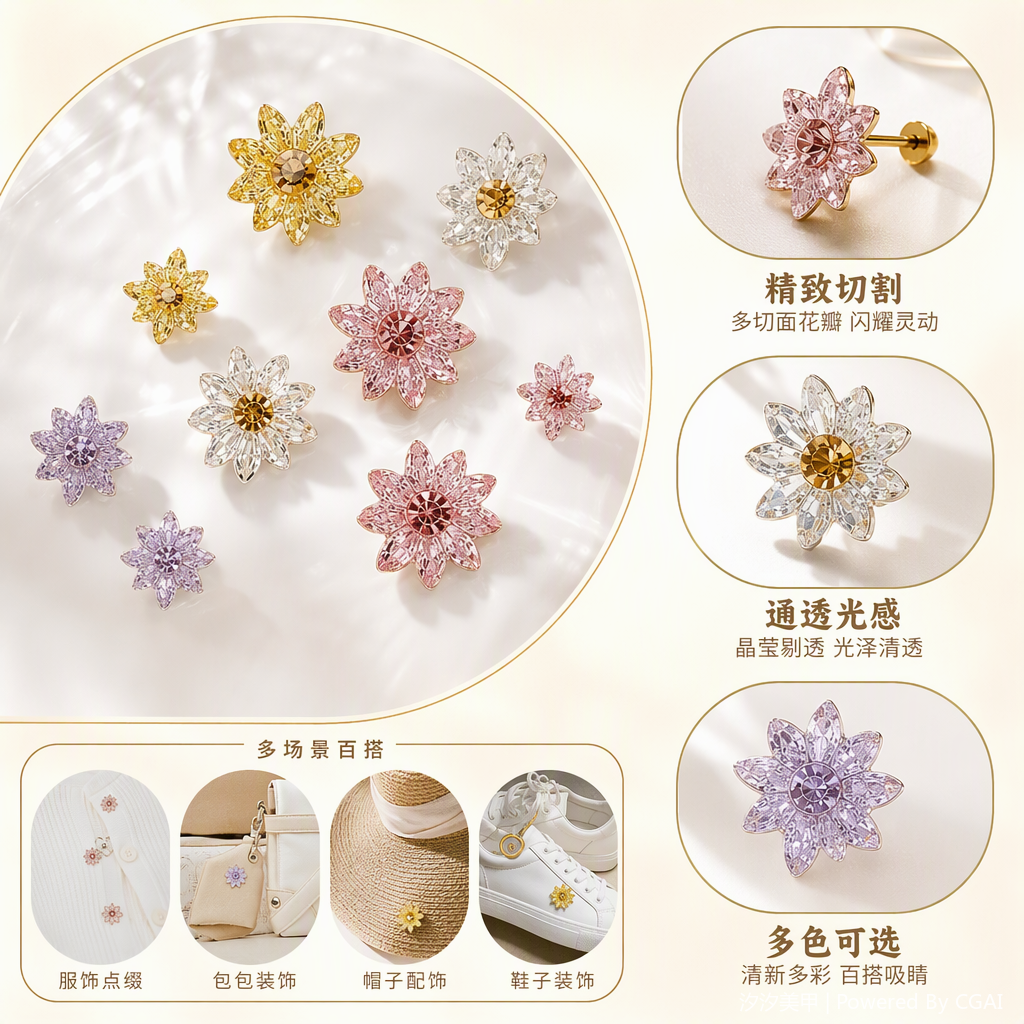 夏日雏菊与锆石堆钻成品手链项链时尚饰品女简约百搭礼物
